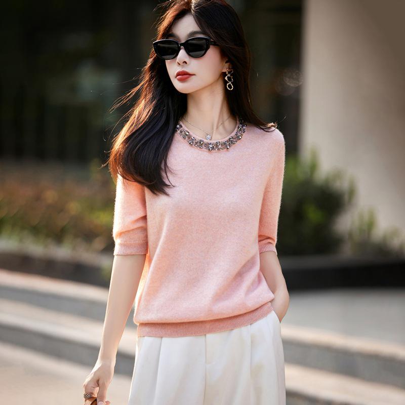 

Женский вязаный шерстяной свитер большого размера с ромбами на осень 2025 года - Свободный пуловер, модный топ Extra Large