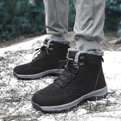 High-top Winter Cotton Shoes Men Women Plush Snow Boots PU Leather Ankle Boots Non-slip Outdoor Hiking Sneakers Casual Shoes