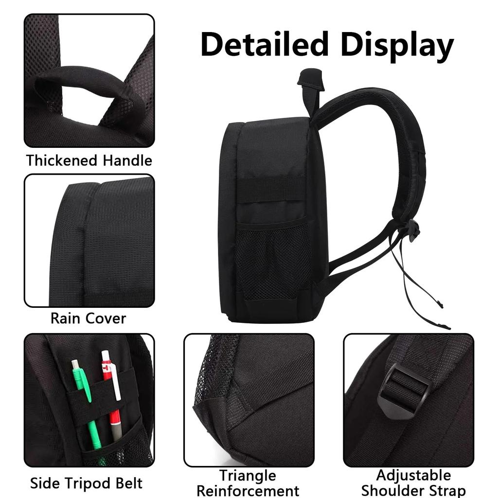 Mochila para Câmera DSLR Mirrorless, Bolsa Fotográfica com Compartimento para Laptop, Estojo de Viagem para Caminhada para Homens Mulheres
