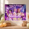 Kpop Demon Hunter themed girls' birthday party decoration background pink children's custom name photo portrait decoration banner background210