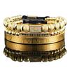 European and American retro jewelry woven bracelet Roman letter stainless steel bracelet set male, punk bracelet bracelet male