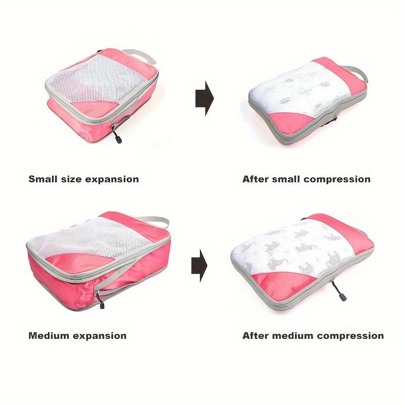 3pcs Portable Travel Storage Bag Set With Mesh Stitching, Double Layer Zipper Foldable Luggage Organizer, Clothing Storage Bags