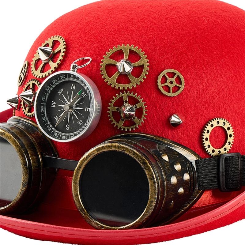Steampunk Styles Oval Top Hat With Removable Goggles And Compasses Halloween Costume Accessory for Women and Men