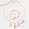 Light Luxury Simple Delicate Gold Diamond Heart Necklace Earrings Bracelet Ring Set