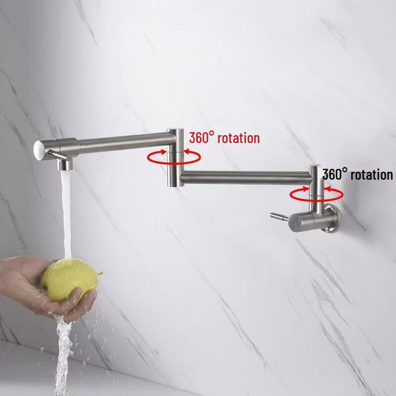 Handun Rose Gold Universal Wall-Mounted Kitchen Faucet
