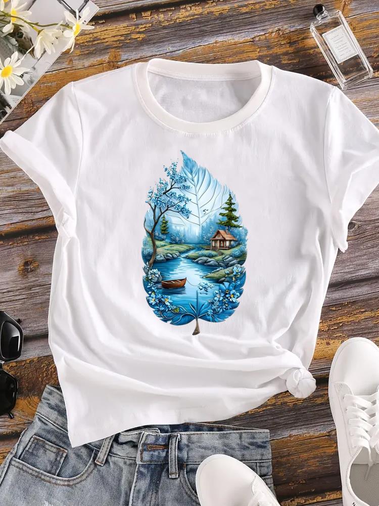 

(Asian Size) T Shirt sweet butterfly trend Printed Women Tee Clothing Casual Fashion Lady Female Top Graphic Short Sleeve T-shirts S