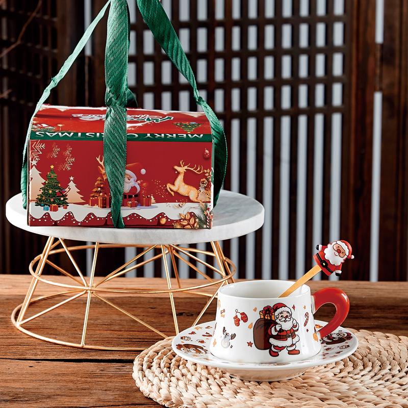 Apple Ceramic Cup Household Water Cup  High Appearance Level  Mug Lid  Spoon Christmas Souvenir Cup Gift Box