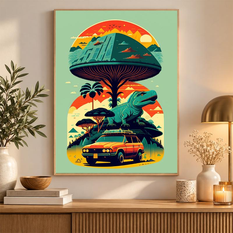 Jurassic Park Diamantmalerei Set 5D Vollbohrer DIY Diamantmosaik Wandkunst Heimdekoration