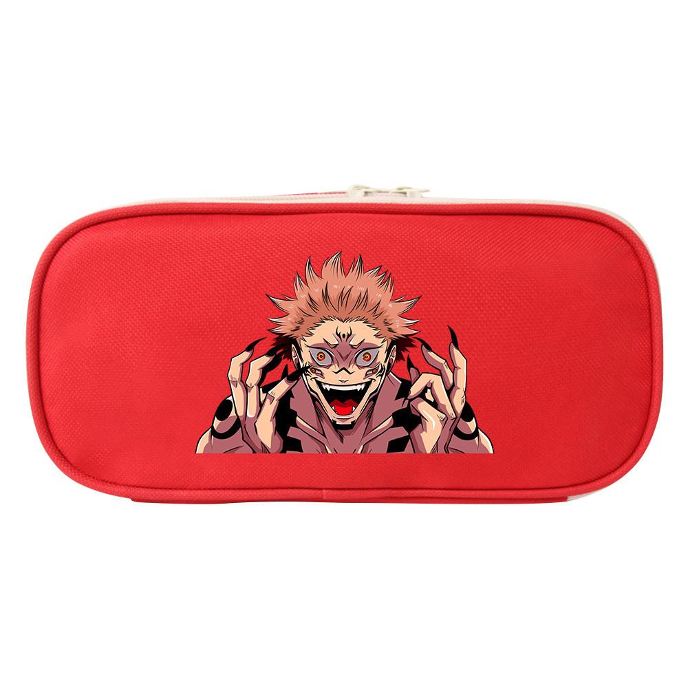 

Jujutsu Kaisen Pencil Case Canvas Art Supplies Organizer With Zipper For Teens Red 1