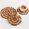 Round Bamboo Heat Coasters Pot Holders Table Decor Non-Slip for Coffee Ten Cups Durable Woode Desk Mats Hot Pans Water Cup Mat
