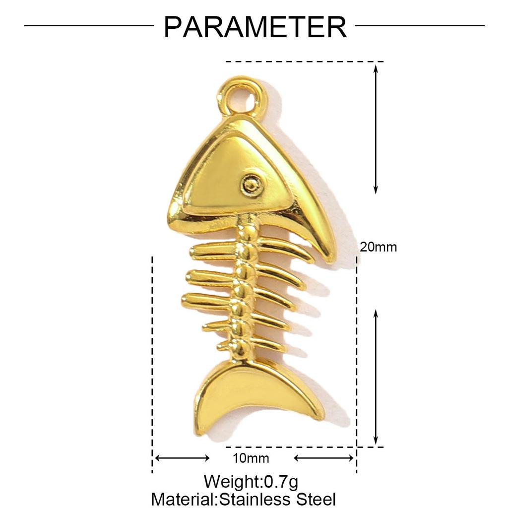 3pcs/Lot Stainless Steel Fish Bone Mermaid Tail Bracelet DIY Charms Women Shell Crab Conch Necklace Pendant Heart Love Jewelry