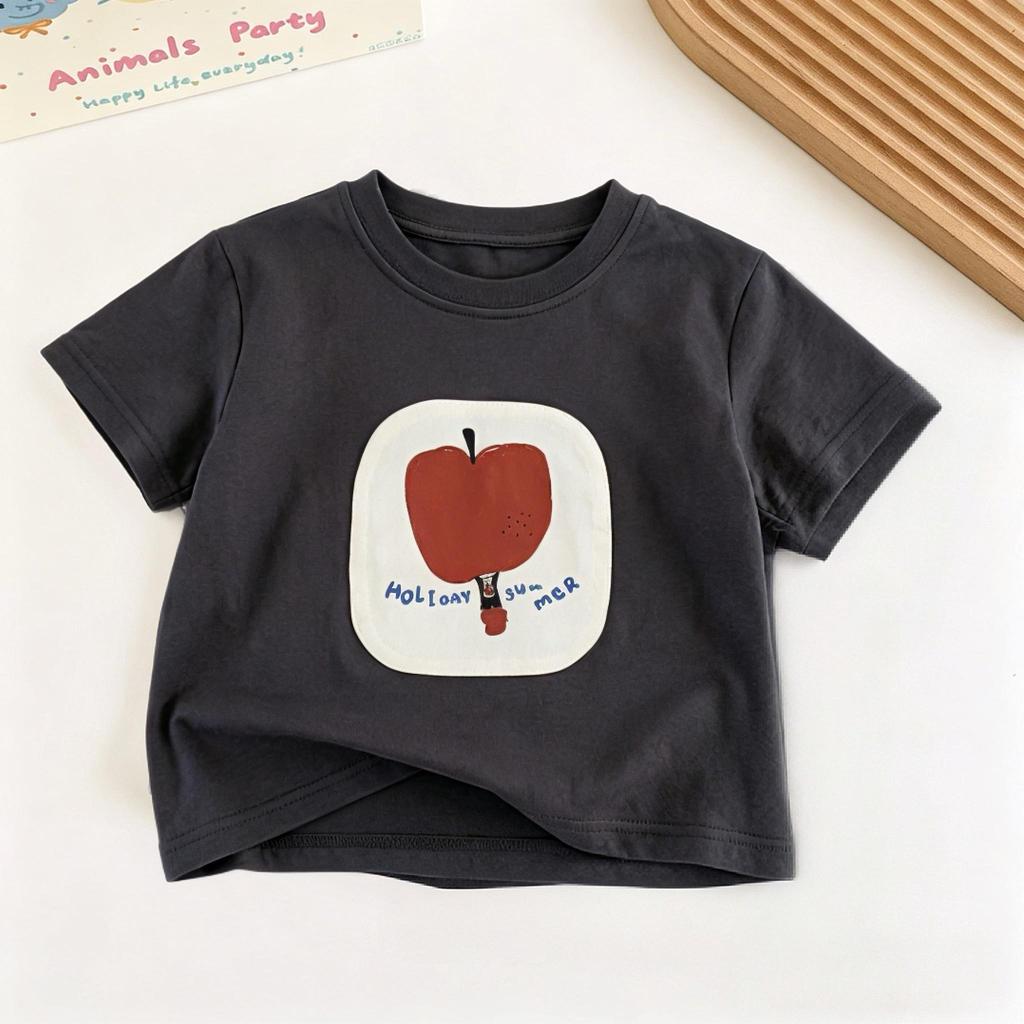 16 Age Children Tshirt Summer Clothing Simple Fashion Printed Tees Tops Shortsleeved Kids Costume Loose Casual Girls Tshirts