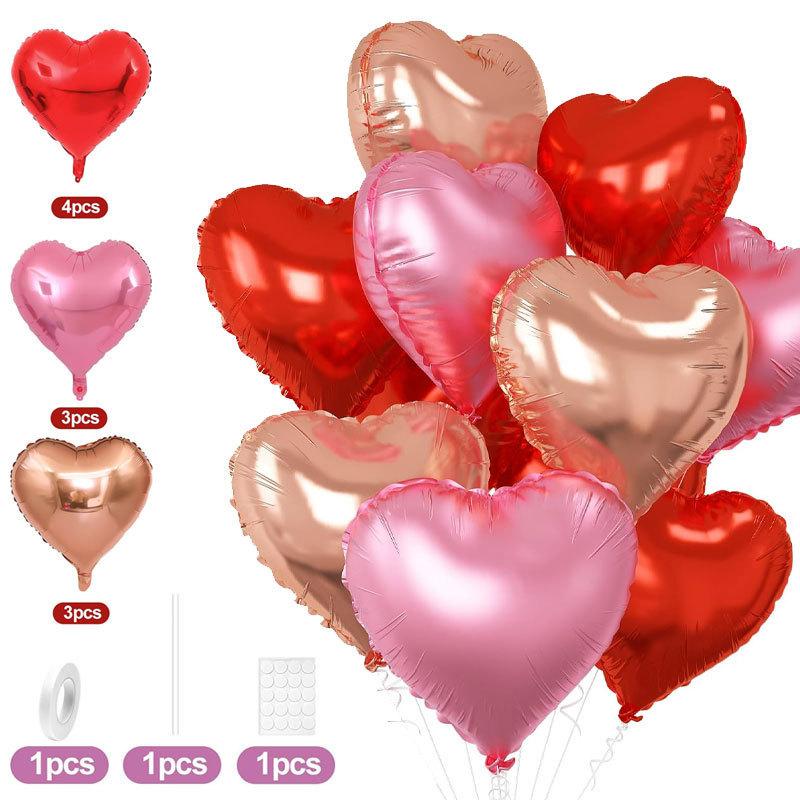 10Pcs 18 Inches Large Foil Red Heart Shaped Balloons For Valentine'S Day Wedding Shower Anniversary Engagement Decoration