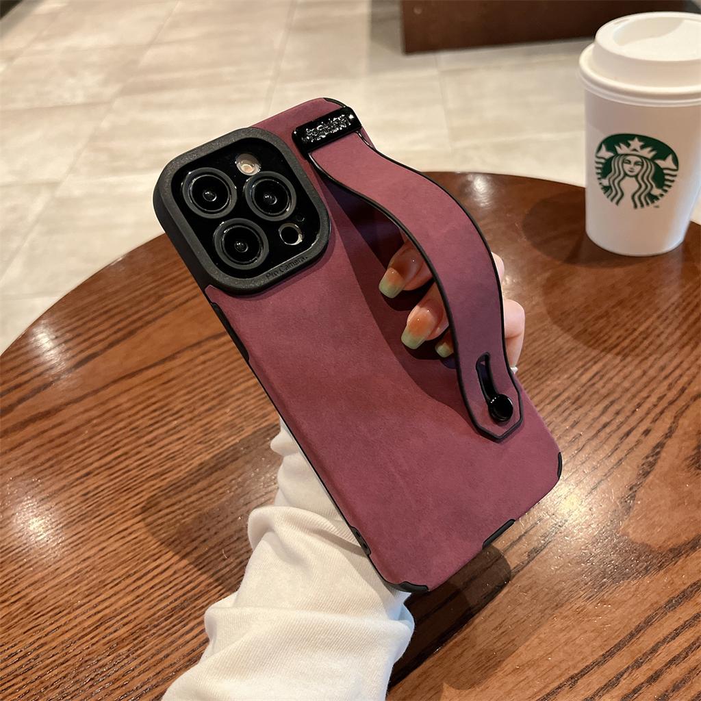 Luxury Leather Wrist Band Strap Stand Holder Bracket Cover For iPhone 14 11 12 13 Pro X XR XS Max 7 8 Plus Shockproof Soft Case