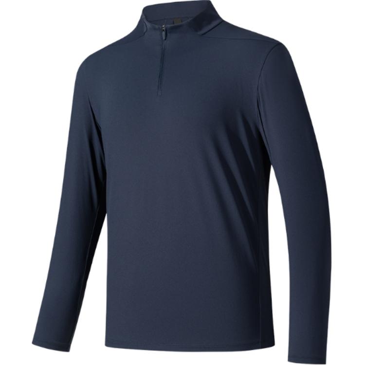 

Anta Champion All-Weather Series Solid Color Stand Collar Comfortable Moisture-Wicking Versatile Long Sleeve T-Shirt Men Tops Jing-Mo-Blue 152520401-4 M