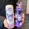 Sanrio Insulated Water Bottle with Straw 530ML Cute Kuromi Cup 316 Stainless Steel Thermos Bottle Portable Tumbler Vacuum Flasks