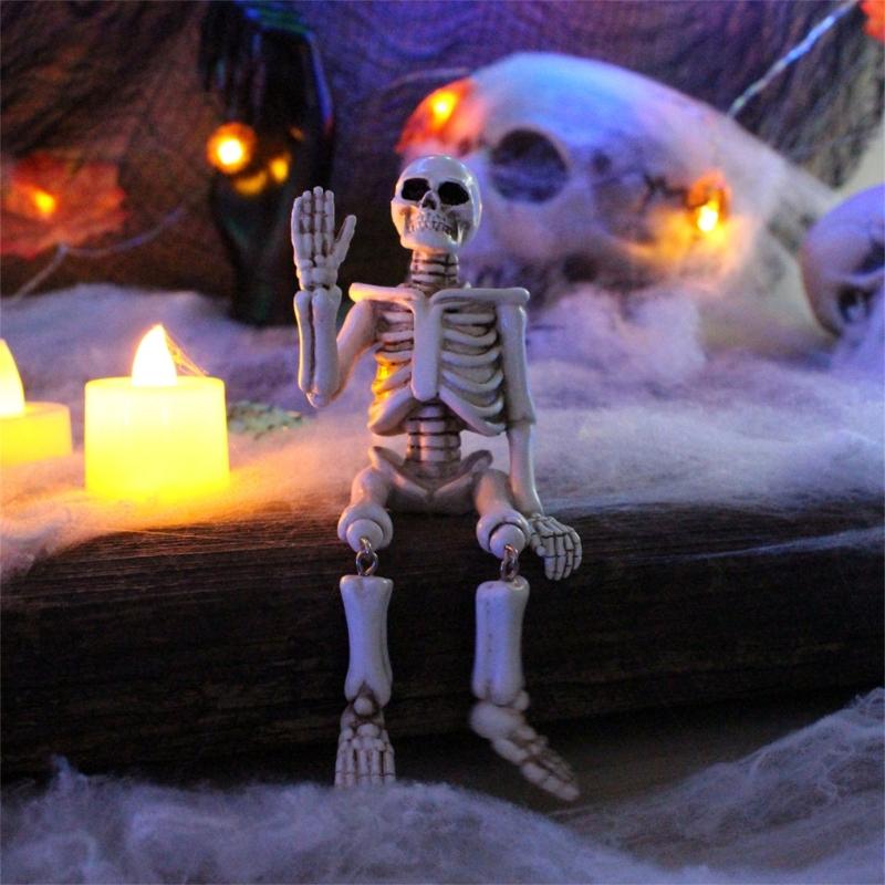 Realistic Waving Skeleton Miniature Figurine Handcrafted Resin Art Ornament Perfect For Halloween Holiday Decors Gift