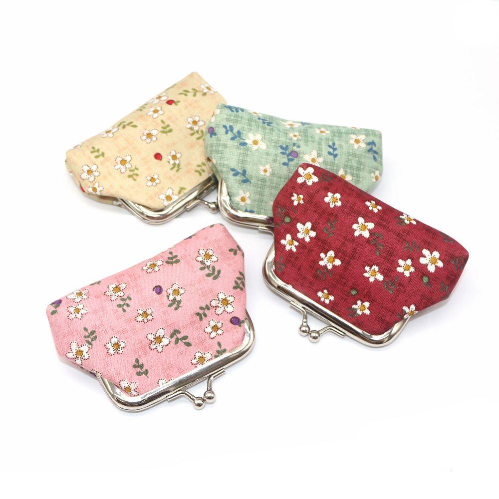 Vintage Flower Print Retro Hasp Purse Women Money Clip Small Wallet Coin Purse Clutch Bag