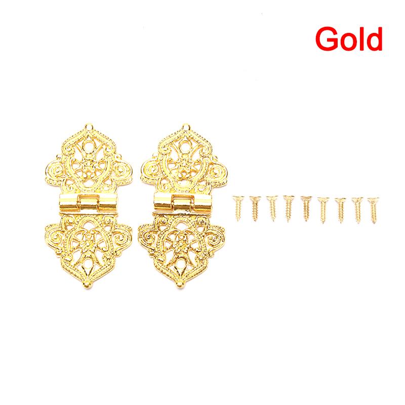 2Pcs Zinc Alloy Hollow Flower Decorative Hinges Furniture Hardware DIY Box Metal Cabinet Door for Wooden