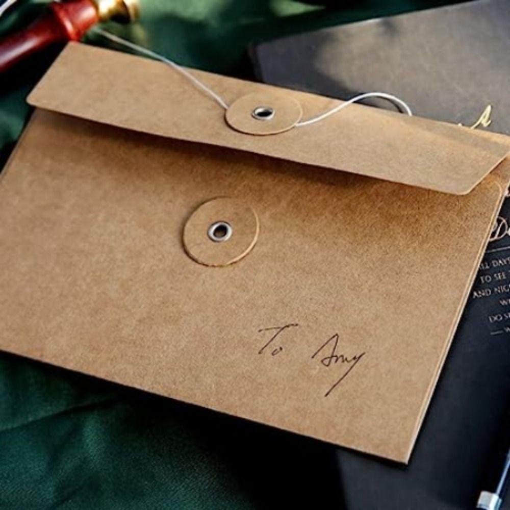 

10 шт. пуговица Почта Свадебный винтажный конверт из крафт-бумаги с карманами приглашение коричневый