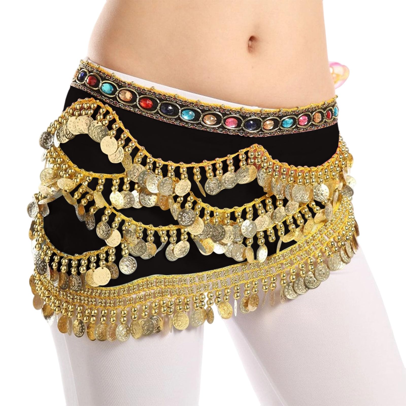 

Women s High Waisted Sexy Sequined Half Skirt Waist Accessories Sequined Belly Dance Waist Scarf One Size