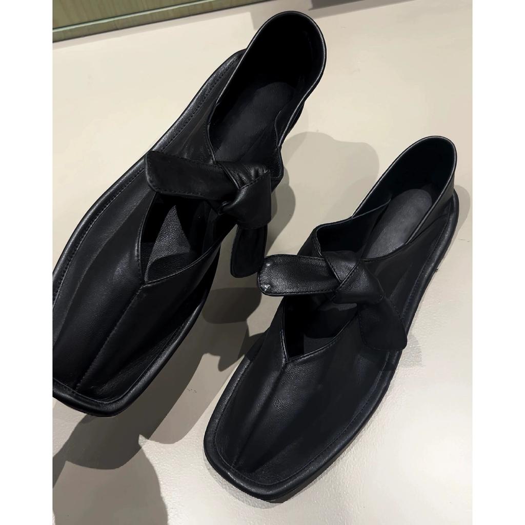 Leder Wildleder Nische Schleife Blockabsatz Zwei Tragevarianten Eckiger Zeh Einzelne Schuhe Damen Frühling und Herbst Mary Jane Ballerinas