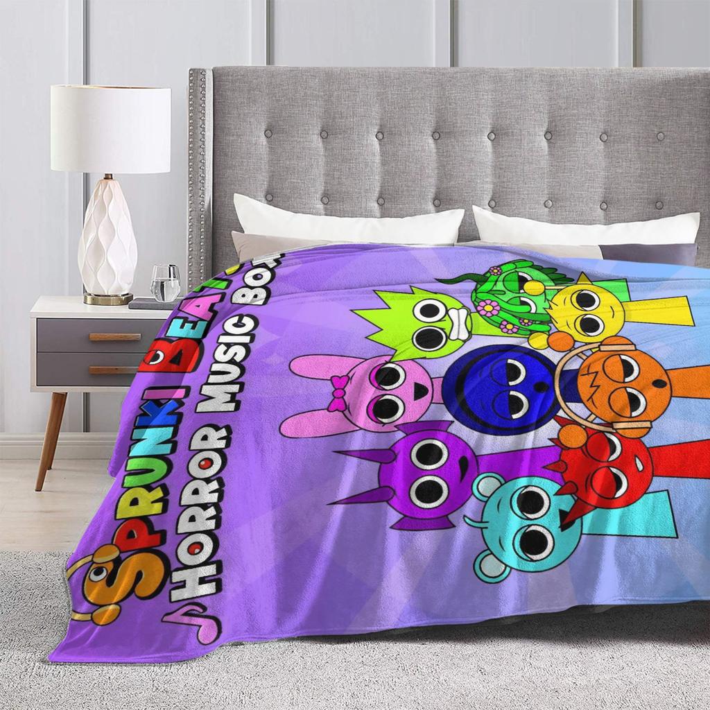 Sprunki Beats Horror Music Box Flannel Throw Blankets Blankets for Bed Office Lightweight Quilt,