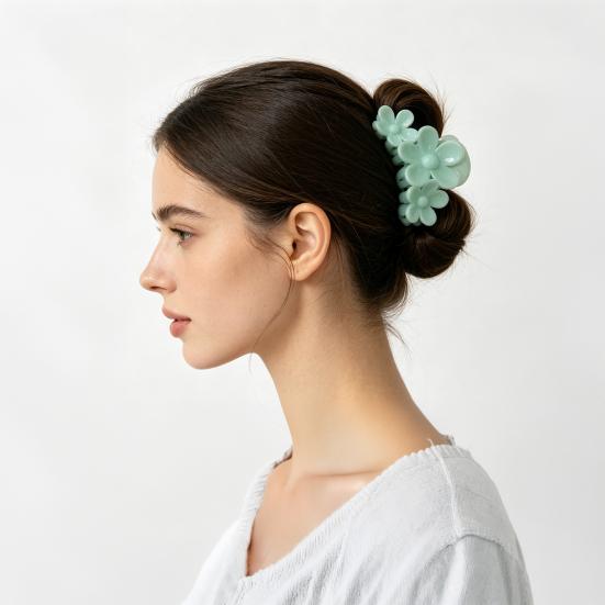 Hair Claw Three-Dimensional Flower Design Large Shark Clip Buns Half-Tied Hair Back Head Hair Claw Commuting Hair Accessories