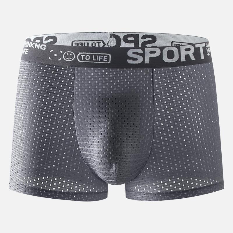 6 Pcs Men's Underwear Men's Ice Silk Mesh Boxers Breathable Mesh Four-corner Pants Pants Youth Shorts