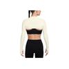 Nike Bequemes Weiches Langarm Cropped Top Damen Tops Schwarz Creme HJ1862-133