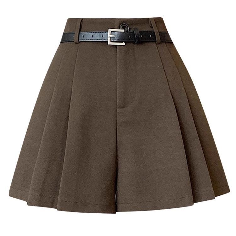 Woolen High-Waisted Wide-Leg Women's Shorts - A-Line Autumn/Winter 2026 Casual Bootcut