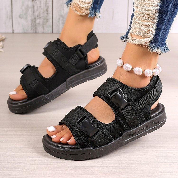 

Large size buckle thick sole with sandals, new summer models go out beach fashion women s shoes 43 чёрный