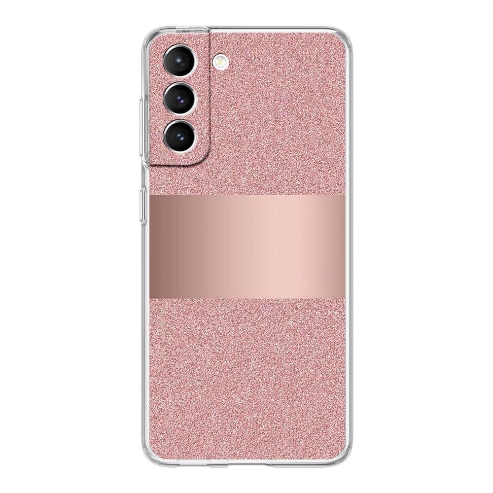 Gold Pink Rose Glitter Hearts Clear Phone Case For Samsung Galaxy S23 S22 5G S20 Ultra S21 FE 5G S10E S9 S8 S10 Plus Soft Cover