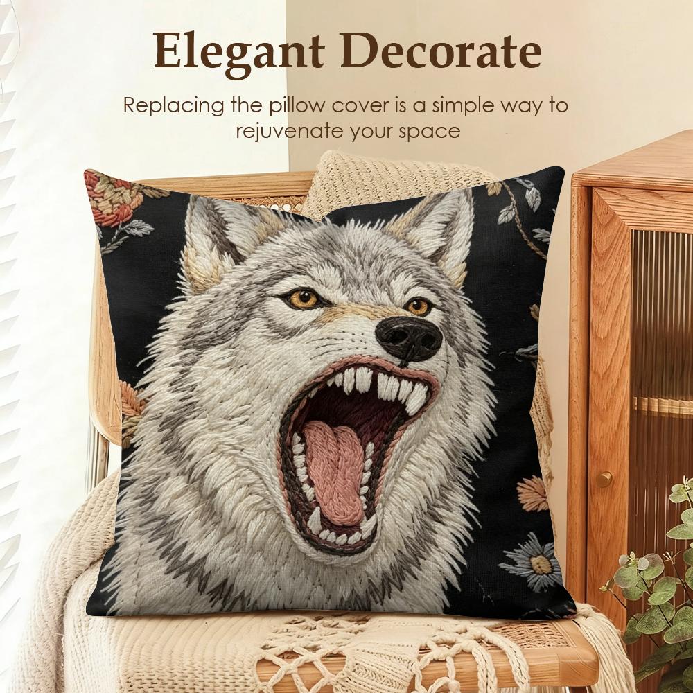 2D Scream Tiere Retro Kissenbezug Natürlicher Leinen Bio-Stoff Beidseitiger Druck Sofa Heimdekor Geschenk Kissenhülle