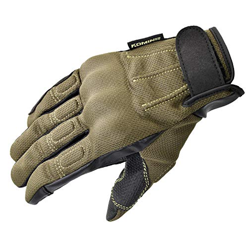 KOMINE Motorcycle Gloves Protective Vintage Mesh Gloves Olive M GK-249 Vintage Knuckle Protector Mesh Material for Spring, Summer, and Autumn