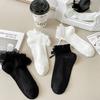 1 pair Hollow Out Mesh Princess Bow Socks Breathable Ruffle Lace Socks Low Tube Socks  Women Girls