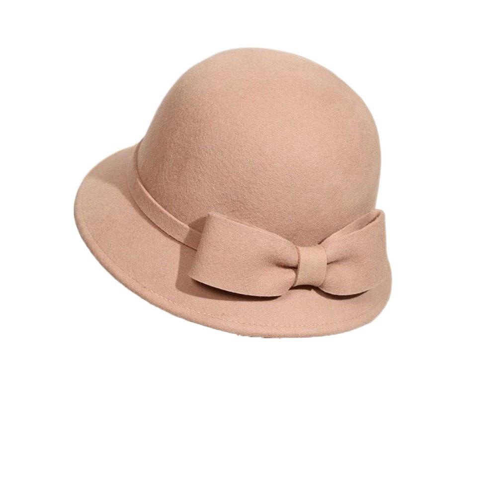 French Style Women Fisherman Hat Keep Warm Woolen Bucket Hat Fashion Bow Topper Hat  Girl