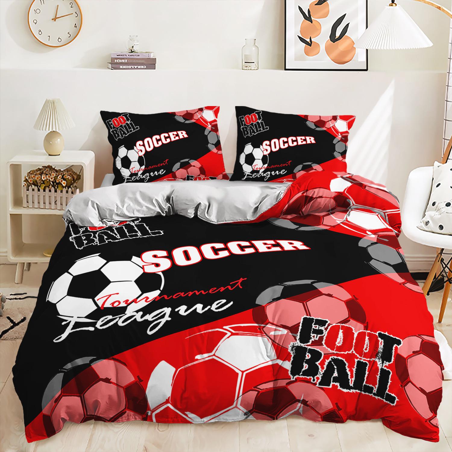 

Quilt Cover Three-Piece Kit Football Sports Digital Printing Bedding 150 * 200 (two-piece set) (90g)