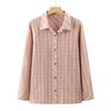 Mom's Spring Plaid Cotton Shirt - Stylish Long-Sleeved Top for Middle-Aged & Elderly Women