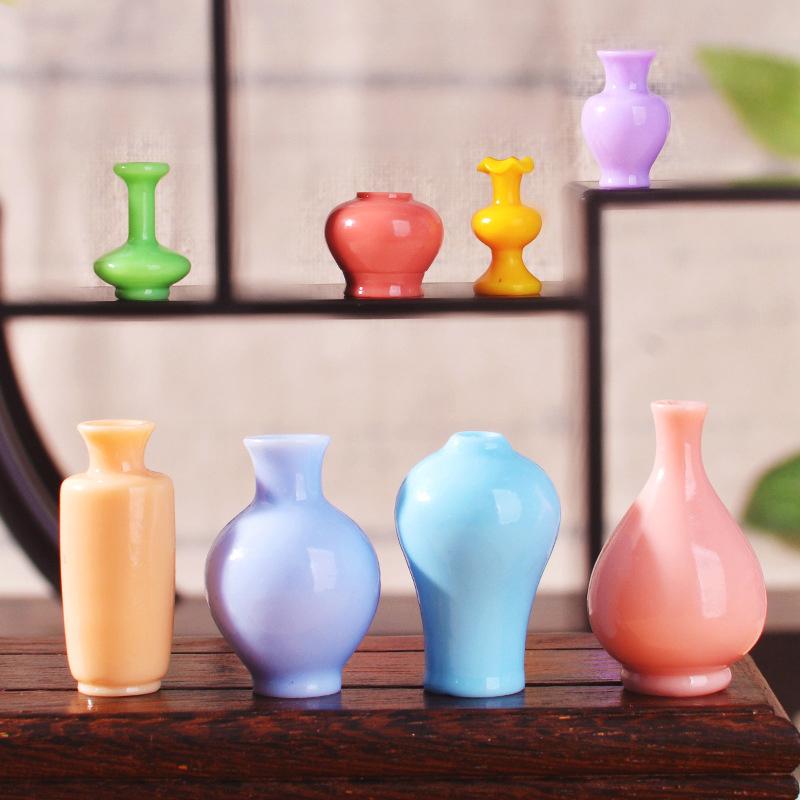 8Pcs Mini Colorful Vase Bottles/Pots Handmade Dollhouse Miniatures Vase Doll House Decora Kitchen Ornament Diy Accessories