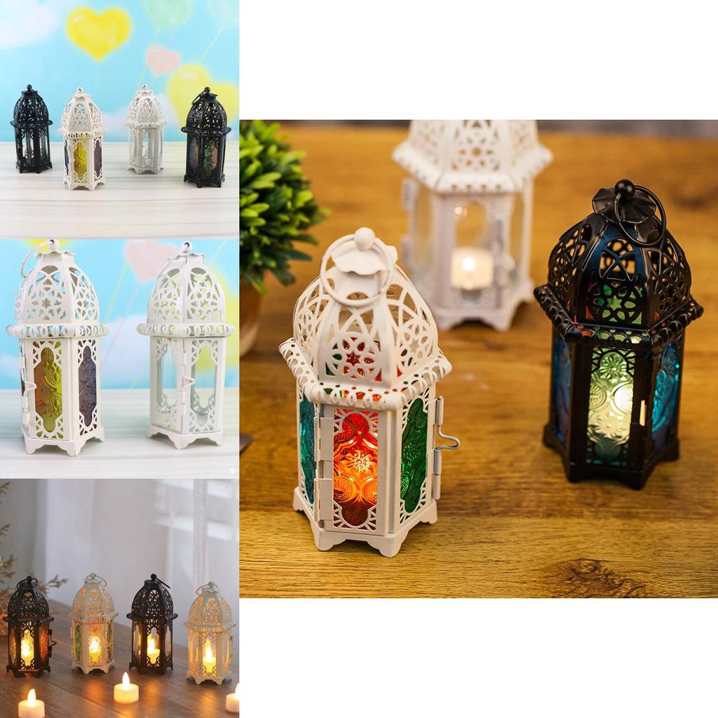 Hollow Moroccan Vintage Iron Lantern Tea Light Hanging Candle Candlestick Holder