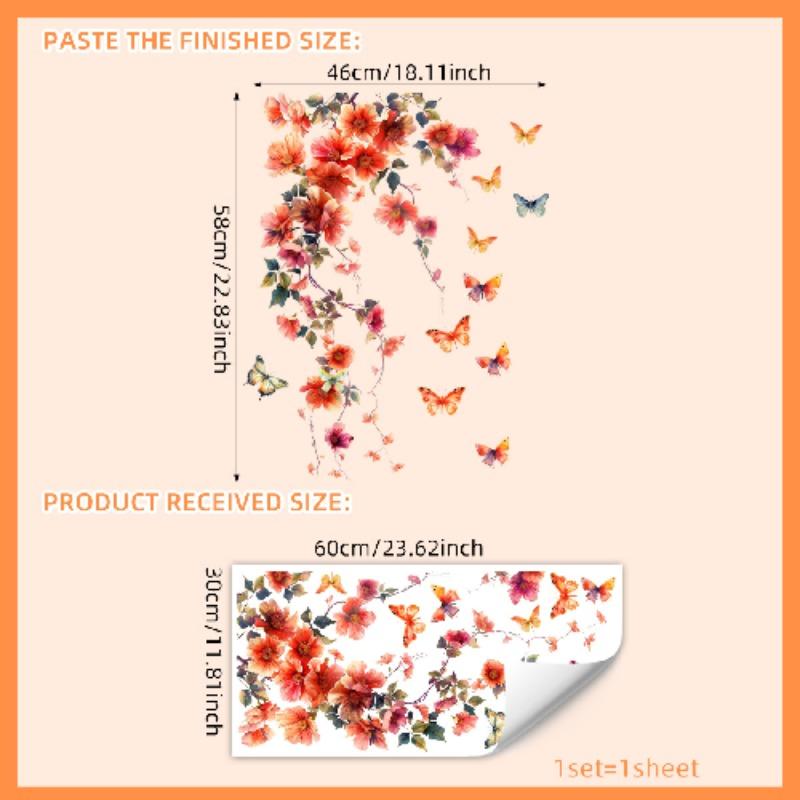 DIY Purple Lavender Living Room Wall Stickers Decor Self-adhesive Flowers Butterfly Wall Decals Mural Bedroom Home Decorations