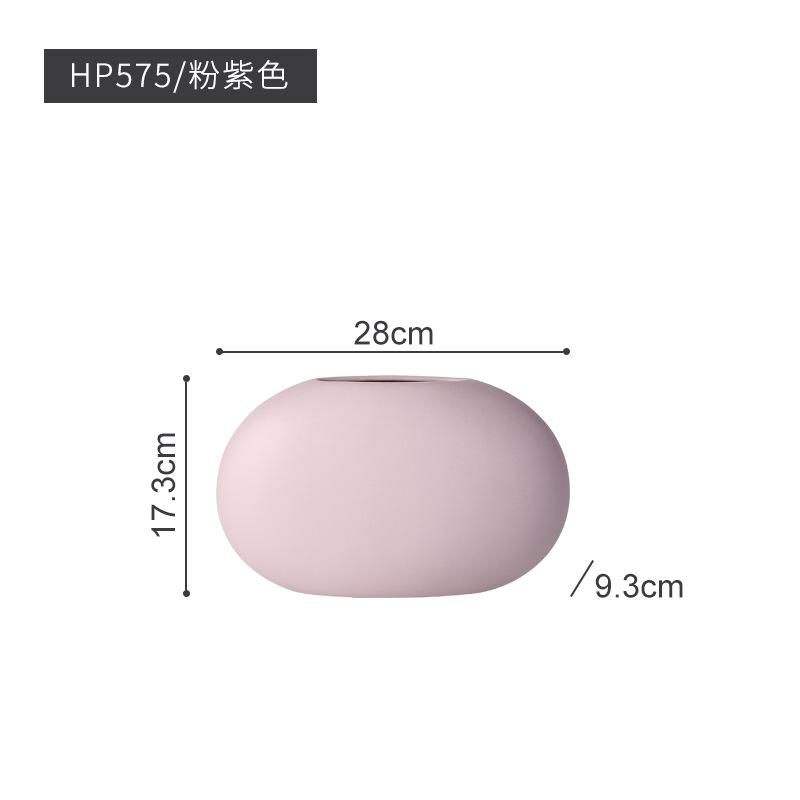 

Nordic pottery Vase storage jar Creative Ceramic Crafts Flat circular vase ornament Hotel restaurant soft decorations