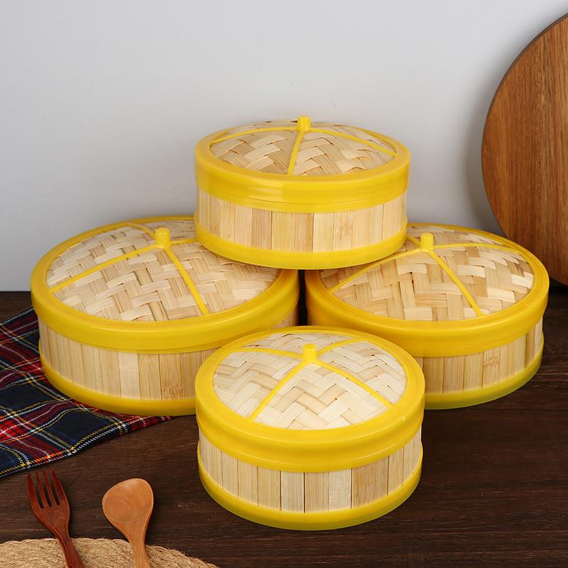 1Pc 5-6.5 Inch Cook Sticky Rice Chinese Food Making Handmade Steamer Basket With Lid Bamboo Kitchen Cookware Dumpling Steamer