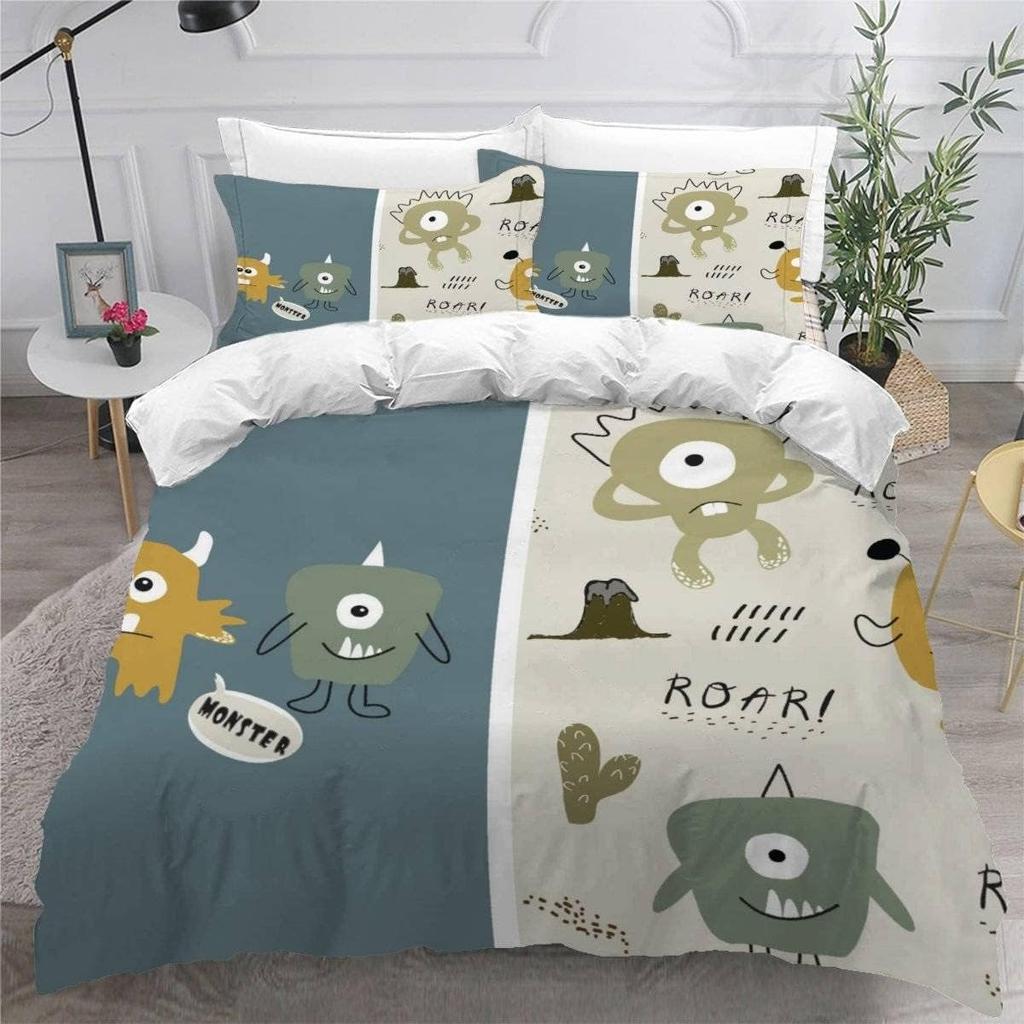 3D Printed Boutique Bedding Set Cartoon Animal 3-Piece Set for Children and Adults Full Size Soft 100% Microfiber Zipper