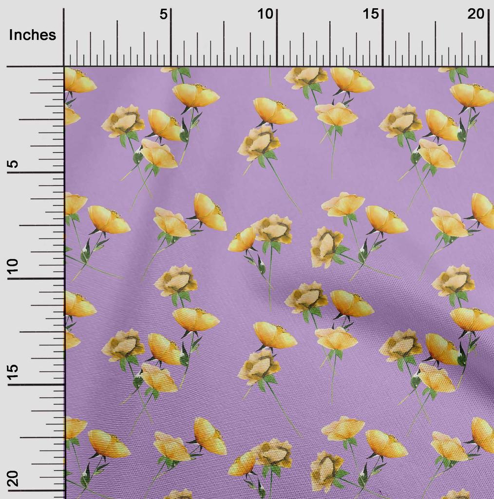 oneOone Cotton Flex Cream Fabric Flower & Leaves Watercolor Sewing Fabric By The Yard Print Diy Clothing Sewing 40 Inche