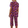 Women Two Piece Set Halloween Print Short Sleeve Top Seven Quarter Pants Casual Lounge Pajama Set for Daily Wear
