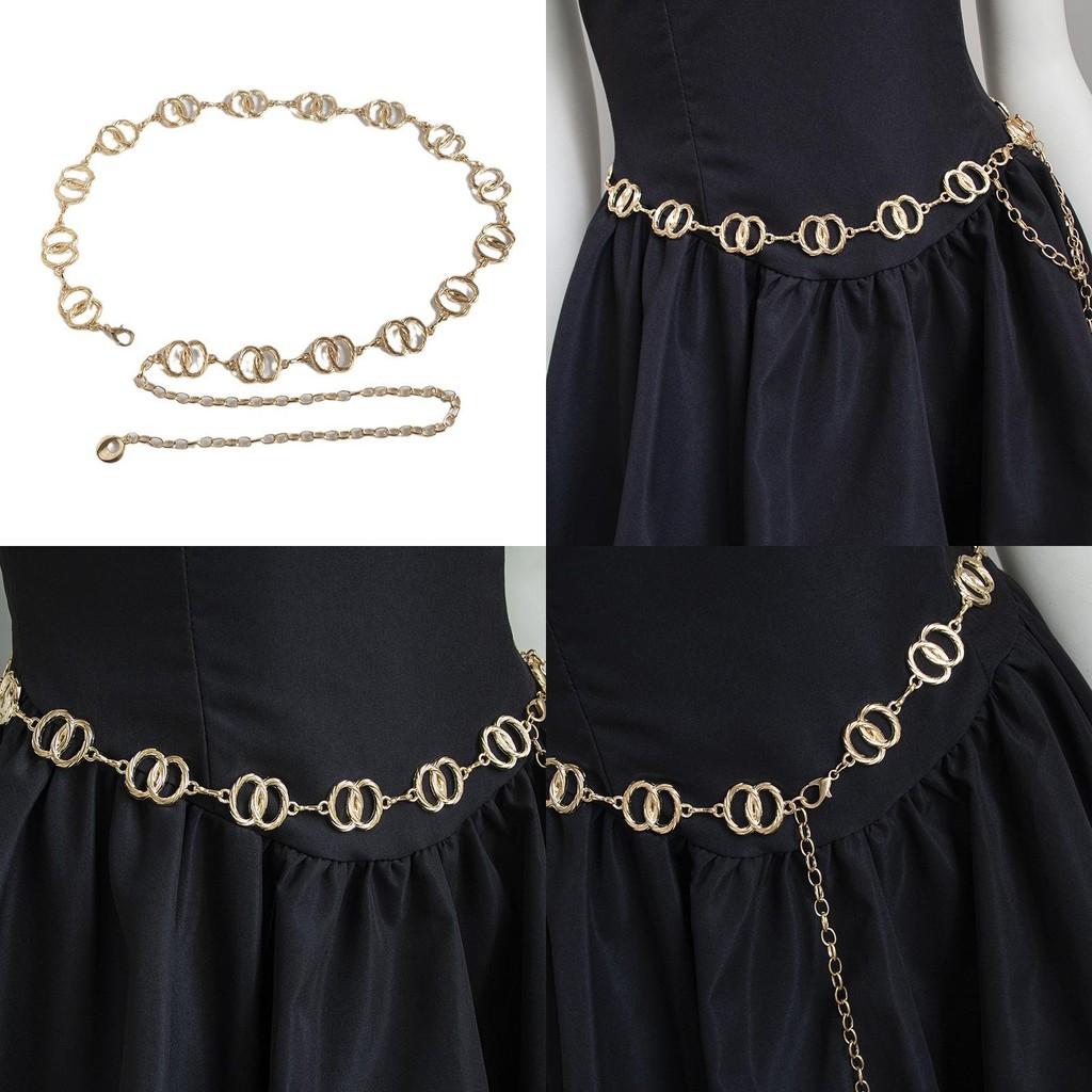 Double Women Metal Ring Waist Chain Summer Stylish Jewelry Chain Accessory
