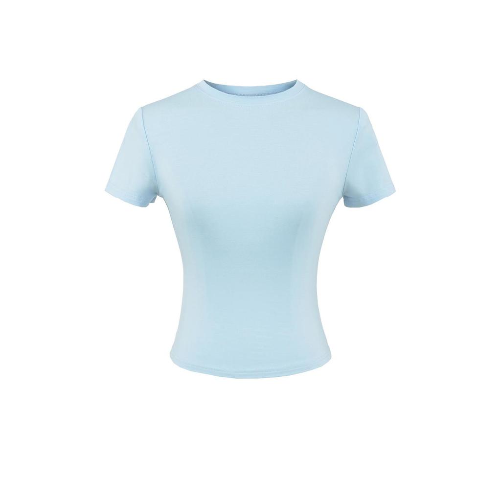 2024 American Women's Slim Fit Round Neck Short Sleeve Stretch T-Shirt