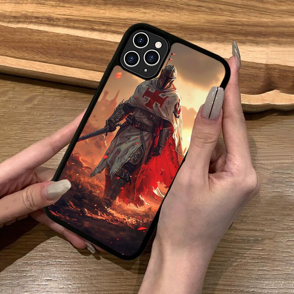 Knights Templar Luxury Phone Case Silicone PC+TPU For For IPhone 11 12 13 14 15 16 Plus Pro Max Cover